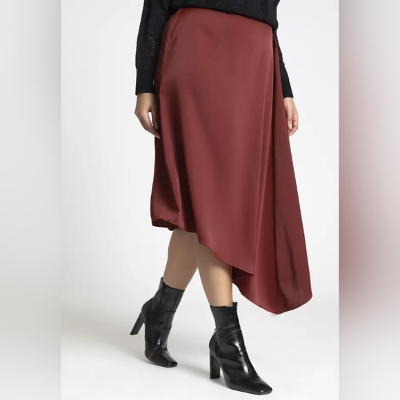 Eloquii size 14 Peaked Drape Skirt Brick - Picture 2 of 5